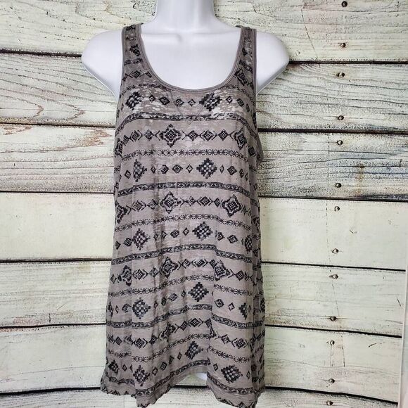 Maurices Tops - Maurices Women’s Gray Black Tribal Print Racerback Tank Top Size 0